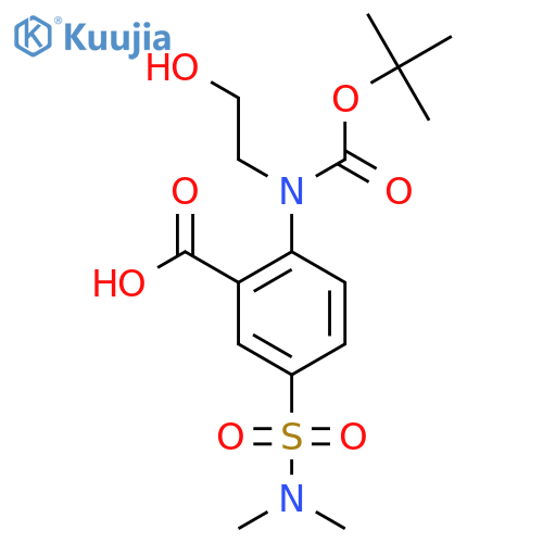 2-{(tert-butoxy)carbonyl(2-hydroxyethyl)amino}-5-(dimethylsulfamoyl)benzoic acid structure