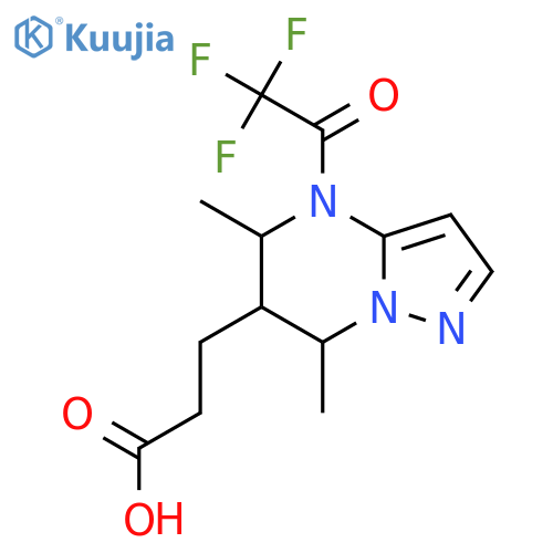 3-[5,7-dimethyl-4-(2,2,2-trifluoroacetyl)-4H,5H,6H,7H-pyrazolo[1,5-a]pyrimidin-6-yl]propanoic acid structure