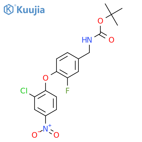 tert-butyl N-{4-(2-chloro-4-nitrophenoxy)-3-fluorophenylmethyl}carbamate structure