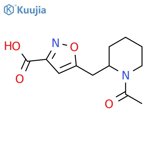 5-(1-acetylpiperidin-2-yl)methyl-1,2-oxazole-3-carboxylic acid structure