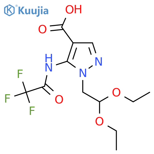 1-(2,2-diethoxyethyl)-5-(2,2,2-trifluoroacetamido)-1H-pyrazole-4-carboxylic acid structure