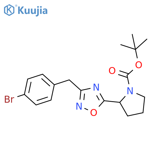 tert-butyl 2-{3-(4-bromophenyl)methyl-1,2,4-oxadiazol-5-yl}pyrrolidine-1-carboxylate structure