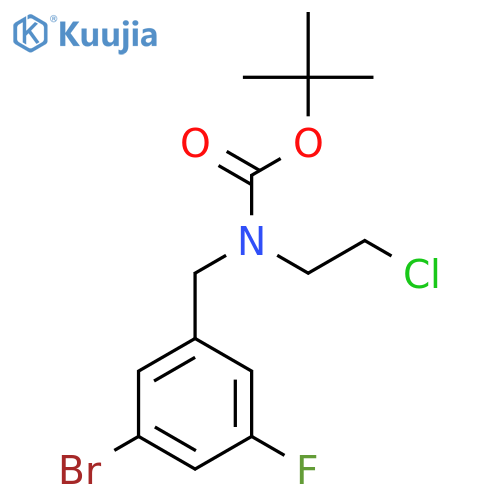 tert-butyl N-[(3-bromo-5-fluorophenyl)methyl]-N-(2-chloroethyl)carbamate structure