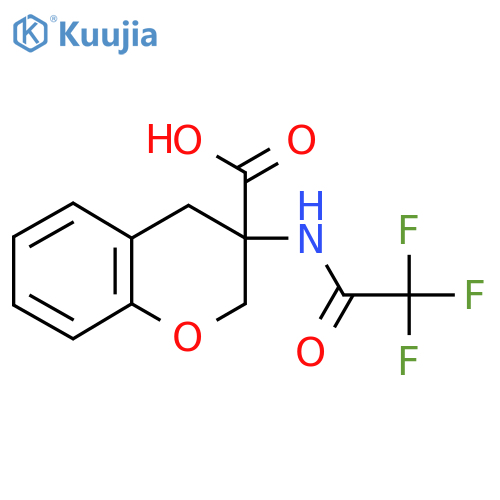 3-(2,2,2-trifluoroacetamido)-3,4-dihydro-2H-1-benzopyran-3-carboxylic acid structure