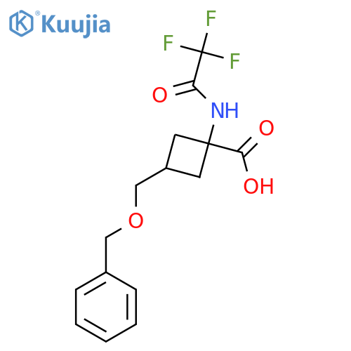 3-(benzyloxy)methyl-1-(2,2,2-trifluoroacetamido)cyclobutane-1-carboxylic acid structure