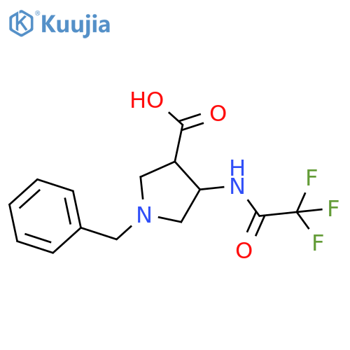 1-Benzyl-4-(2,2,2-trifluoroacetamido)pyrrolidine-3-carboxylic acid structure