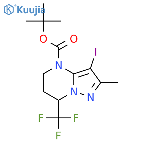 tert-butyl 3-iodo-2-methyl-7-(trifluoromethyl)-4H,5H,6H,7H-pyrazolo1,5-apyrimidine-4-carboxylate structure
