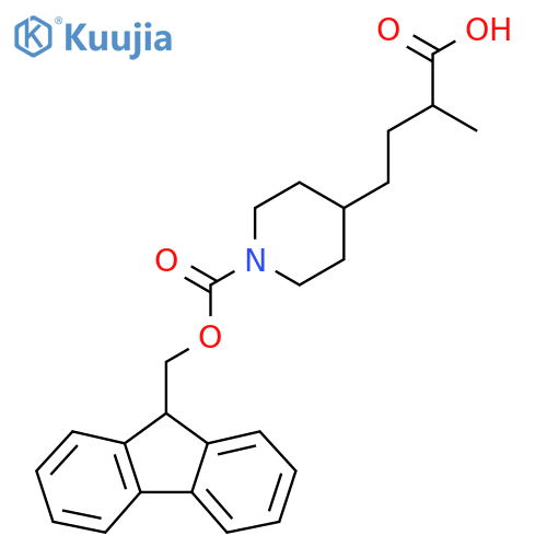 4-(1-{(9H-fluoren-9-yl)methoxycarbonyl}piperidin-4-yl)-2-methylbutanoic acid structure