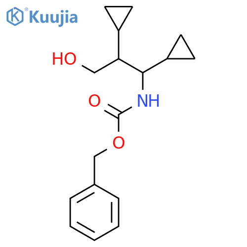 benzyl N-(1,2-dicyclopropyl-3-hydroxypropyl)carbamate structure