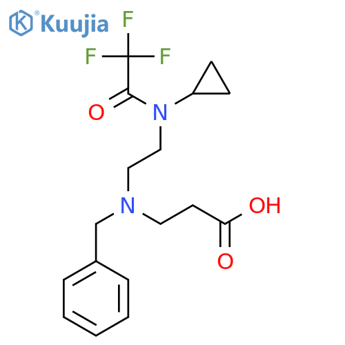 3-{benzyl2-(N-cyclopropyl-2,2,2-trifluoroacetamido)ethylamino}propanoic acid structure