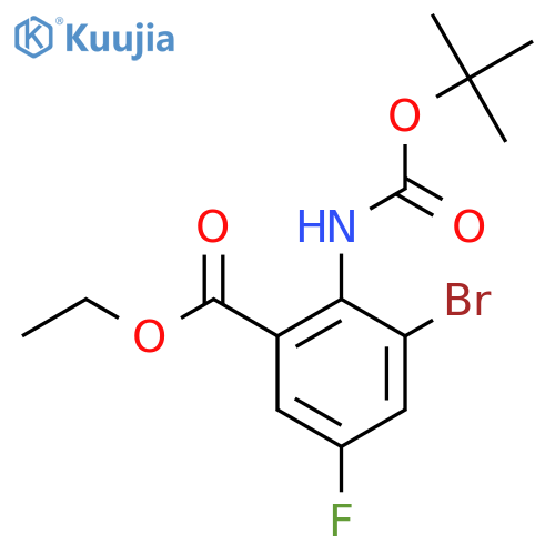 ethyl 3-bromo-2-{(tert-butoxy)carbonylamino}-5-fluorobenzoate structure