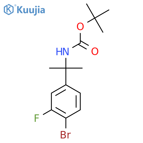 tert-butyl N-2-(4-bromo-3-fluorophenyl)propan-2-ylcarbamate structure