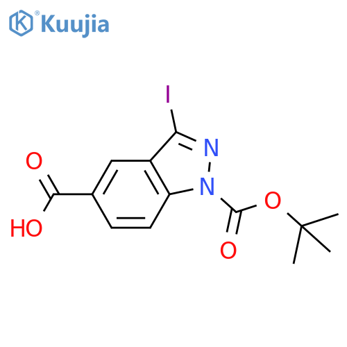 1-(tert-butoxy)carbonyl-3-iodo-1H-indazole-5-carboxylic acid structure