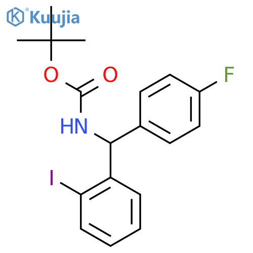 tert-butyl N-(4-fluorophenyl)(2-iodophenyl)methylcarbamate structure