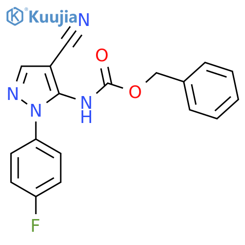 benzyl N-4-cyano-1-(4-fluorophenyl)-1H-pyrazol-5-ylcarbamate structure