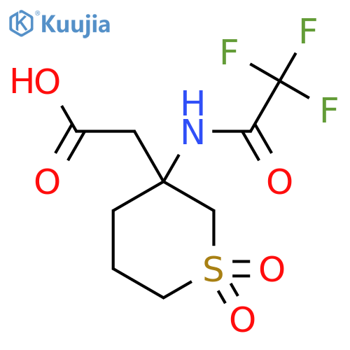 2-1,1-dioxo-3-(2,2,2-trifluoroacetamido)-1lambda6-thian-3-ylacetic acid structure