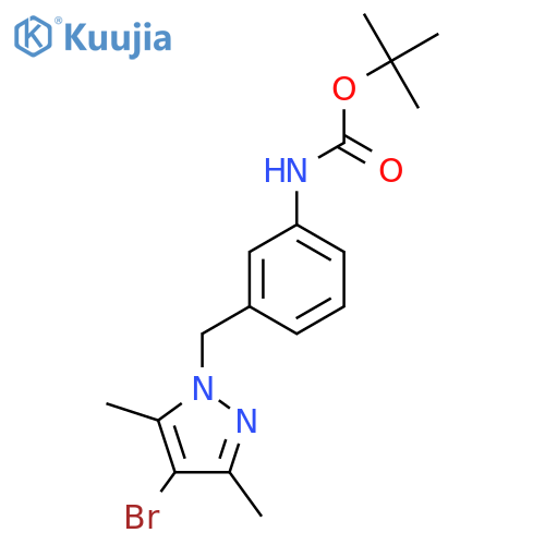 tert-butyl N-{3-(4-bromo-3,5-dimethyl-1H-pyrazol-1-yl)methylphenyl}carbamate structure