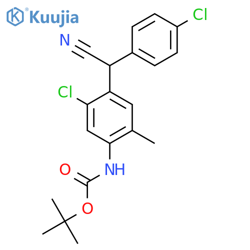 tert-butyl N-{5-chloro-4-(4-chlorophenyl)(cyano)methyl-2-methylphenyl}carbamate structure