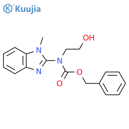 benzyl N-(2-hydroxyethyl)-N-(1-methyl-1H-1,3-benzodiazol-2-yl)carbamate structure