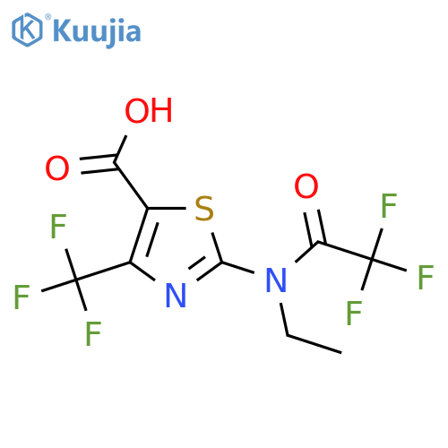 2-(N-ethyl-2,2,2-trifluoroacetamido)-4-(trifluoromethyl)-1,3-thiazole-5-carboxylic acid structure