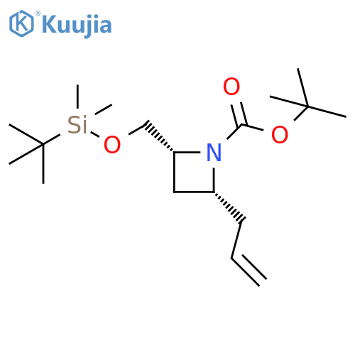 cis-2-Allyl-4-(tert-butyl-dimethyl-silanyloxymethyl)-azetidine-1-carboxylic acid tert-butyl ester structure
