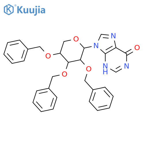 Hypoxanthine,9-(2,3,4-tri-O-benzyl-a-D-arabinopyranosyl)- (8CI) structure
