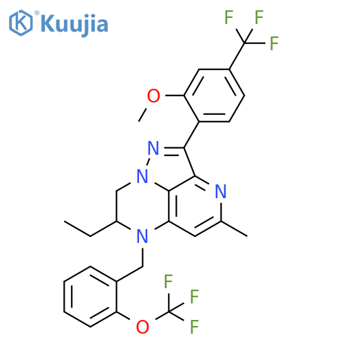 6H-1,3,6,8a-Tetraazaacenaphthylene, 7-ethyl-7,8-dihydro-2-[2-methoxy-4-(trifluoromethyl)phenyl]-4-methyl-6-[[2-(trifluoromethoxy)phenyl]methyl]- (9CI) structure