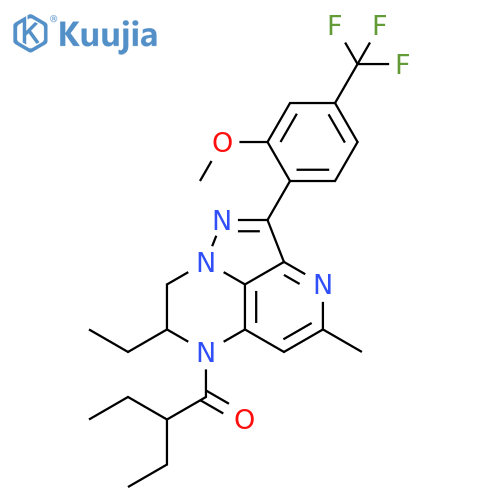 6H-1,3,6,8a-Tetraazaacenaphthylene, 7-ethyl-6-(2-ethyl-1-oxobutyl)-7,8-dihydro-2-[2-methoxy-4-(trifluoromethyl)phenyl]-4-methyl- (9CI) structure