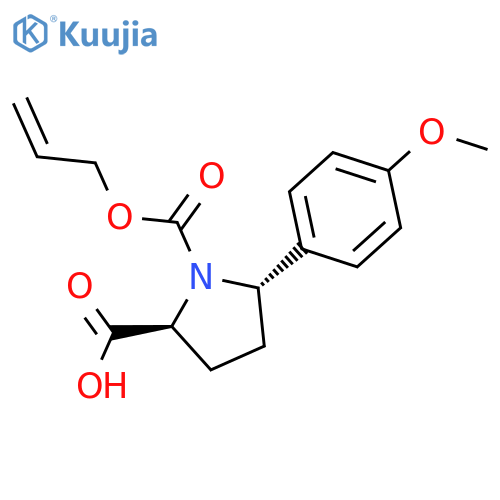(2S,5S)-5-(4-methoxyphenyl)-1-[(prop-2-en-1-yloxy)carbonyl]pyrrolidine-2-carboxylic acid structure