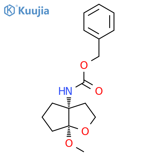 rac-benzyl N-(3aR,6aS)-6a-methoxy-hexahydro-2H-cyclopentabfuran-3a-ylcarbamate structure