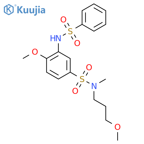 3-benzenesulfonamido-4-methoxy-N-(3-methoxypropyl)-N-methylbenzene-1-sulfonamide structure