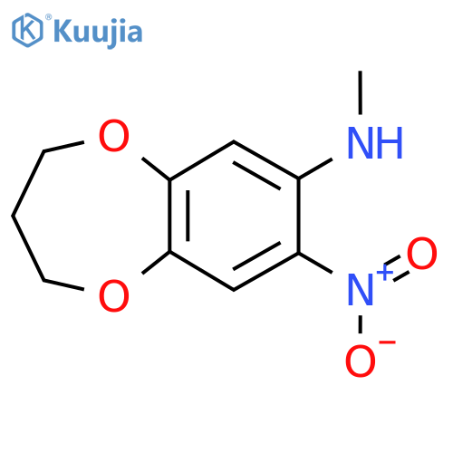 N-methyl-8-nitro-3,4-dihydro-2H-1,5-benzodioxepin-7-amine structure