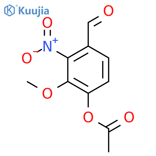 4-formyl-2-methoxy-3-nitrophenyl acetate structure