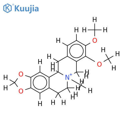 (-)-(7R,13aS)-cis-N-methyl-7,8,13,13a-tetrahydroberberinium iodide structure