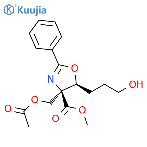 4-Oxazolecarboxylic acid, 4-[(acetyloxy)methyl]-4,5-dihydro-5-(3-hydroxypropyl)-2-phenyl-, methyl ester, (4S,5S)- structure