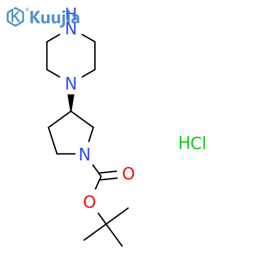 tert-butyl (3R)-3-(piperazin-1-yl)pyrrolidine-1-carboxylate hydrochloride structure