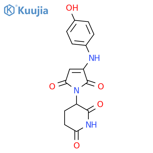 3-{3-[(4-hydroxyphenyl)amino]-2,5-dioxo-2,5-dihydro-1H-pyrrol-1-yl}piperidine-2,6-dione structure