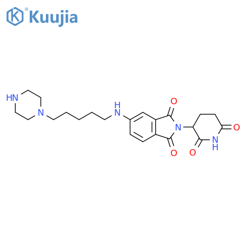 2-(2,6-dioxopiperidin-3-yl)-5-{5-(piperazin-1-yl)pentylamino}-2,3-dihydro-1H-isoindole-1,3-dione structure