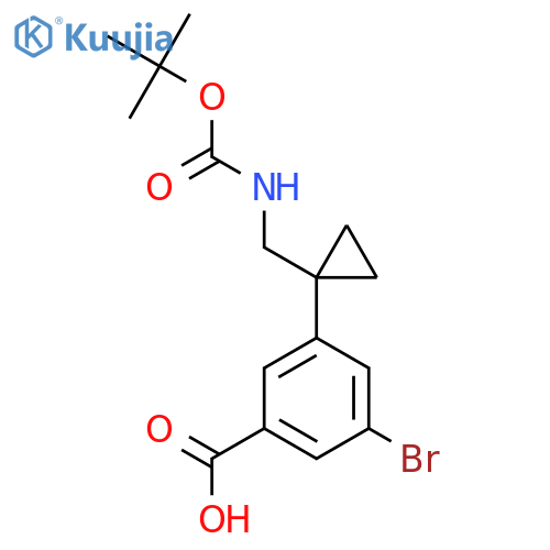 3-Bromo-5-[1-({[(tert-butoxy)carbonyl]amino}methyl)cyclopropyl]benzoic acid structure