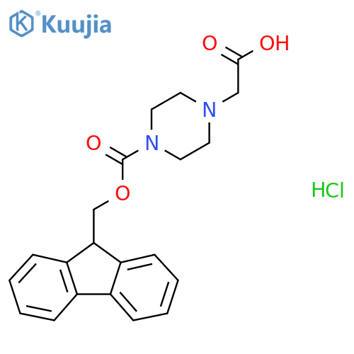 2-(4-{[(9H-fluoren-9-yl)methoxy]carbonyl}piperazin-1-yl)acetic acid hydrochloride structure