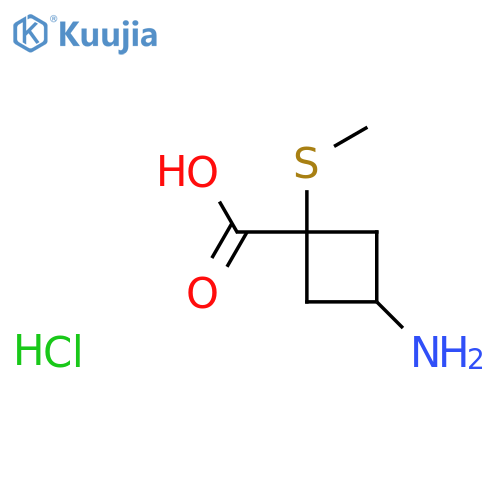 3-Amino-1-(methylsulfanyl)cyclobutane-1-carboxylic acid hydrochloride structure