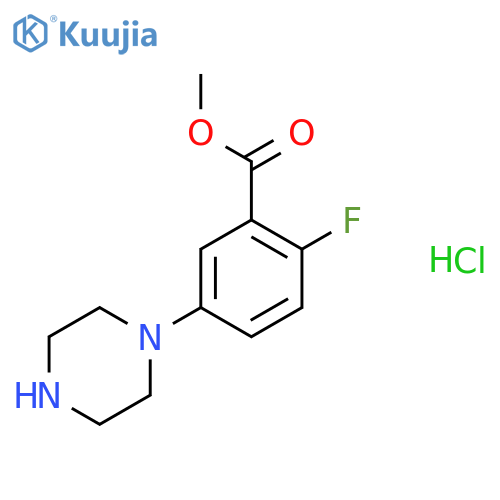 Methyl 2-fluoro-5-(piperazin-1-yl)benzoate hydrochloride structure