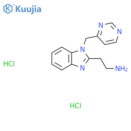 2-{1-(pyrimidin-4-yl)methyl-1H-1,3-benzodiazol-2-yl}ethan-1-amine dihydrochloride structure