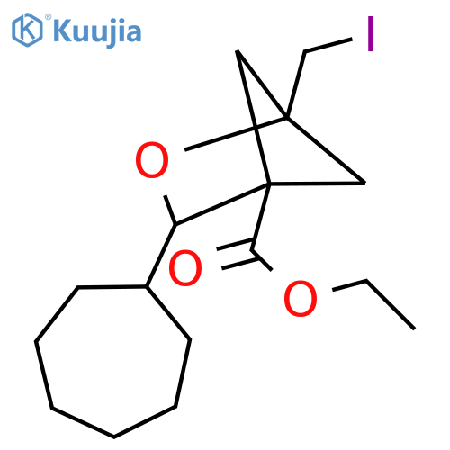 ethyl 3-cycloheptyl-1-(iodomethyl)-2-oxabicyclo2.1.1hexane-4-carboxylate structure