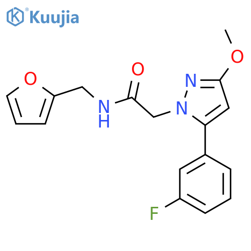2-5-(3-fluorophenyl)-3-methoxy-1H-pyrazol-1-yl-N-(furan-2-yl)methylacetamide structure