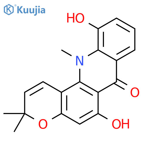 7H-Pyrano[2,3-c]acridin-7-one,3,12-dihydro-6,11-dihydroxy-3,3,12-trimethyl- structure