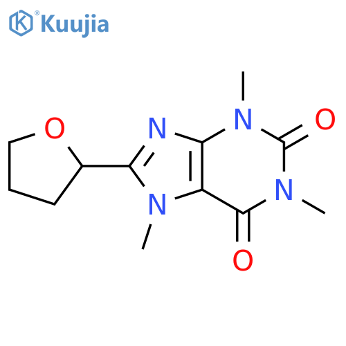1H-Purine-2,6-dione,3,7-dihydro-1,3,7-trimethyl-8-(tetrahydro-2-furanyl)- structure
