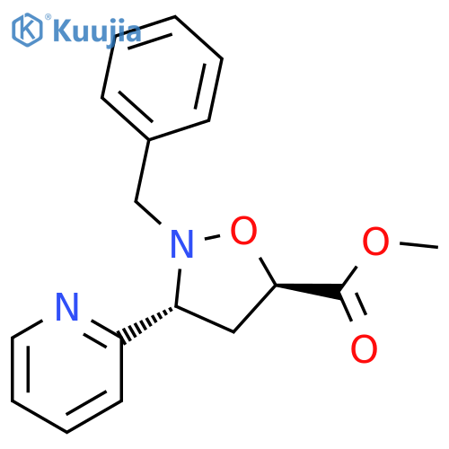 5-Isoxazolidinecarboxylic acid, 2-(phenylmethyl)-3-(2-pyridinyl)-, methyl ester, (3R,5R)-rel- structure
