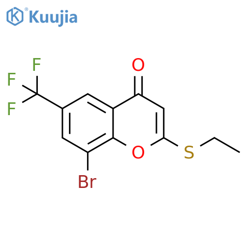 8-bromo-2-ethylsulfanyl-6-(trifluoromethyl)chromen-4-one structure