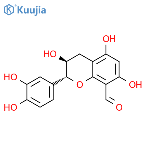 2H-1-Benzopyran-8-carboxaldehyde,2-(3,4-dihydroxyphenyl)-3,4-dihydro-3,5,7-trihydroxy-, (2R,3S)- structure